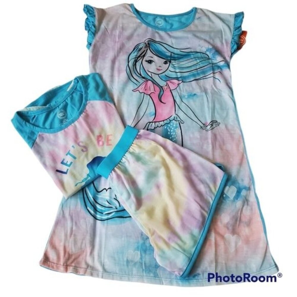 Wonder Nation big girls sleep gown 3‎ piece set Size Large (10-12) blue color